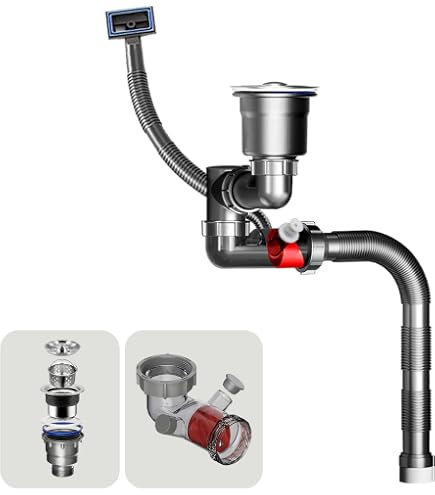 QruiLanTu Space-Saving Sink Drain Kit – 1.5" Flexible Expandable Pipe With Anti-Odor Valve For Kitchen, Bath, Laundry & RV