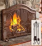 Plow & Hearth Small Crestフラットガード暖炉画面とツールセット ブラウン 13918-CO