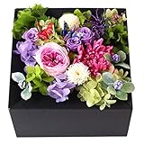 Azurosa(アズローザ) プリザーブドフラワー ギフト 枯れない花 オールドローズ 輪菊ピンポンマム バラ アジサイ 名入れ 和風 BOX みやび