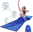 Doact トラベルシーツ インナーシーツ シュラフ 防菌 寝袋 100% コットン 軽量 コンパクト 肌触り良い 封筒型 アウトドア ハイキング テント キャンプ 車中泊 ホテル用 丸洗い可 収納バッグ付き 持ち運び簡単 215 * 75cm ブルー