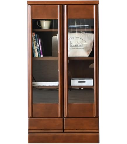 Amazon.co.jp: 【骨董品】レトロ本棚ガラス扉付き無垢材木製収納家具