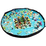 おもちゃ収納バッグ HOMECUBE 直径150cm 子どもプレイマット ブロック片付け レゴ 収納 ドローストリングバッグ 片付けマット 防水シート (水色)