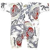 【大荒波に龍・白】 お祭りロンパース 赤ちゃん用 お祭り衣装　男女兼用 義若オリジナル商品