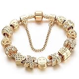 CHOKER Charm Bracelets for Women Gold Plated Snake Chain Heart Shape Smile Rhinestone Beads Charming Girls Mom Gift