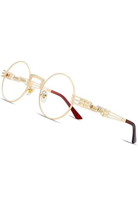 RANHUU Steampunk Round Glasses for Men 