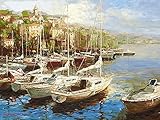 HarborベイFurtesen Coastal Landscapeボートヨットポスター(選択サイズ、印刷またはキャンバス) 26x20 Print IC-F478D26X20P