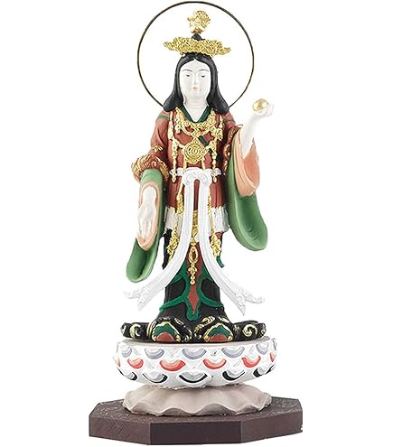 Amazon｜木彫り仏像【吉祥天女像】吉祥天 仏像 桧木製高級木彫り 総高