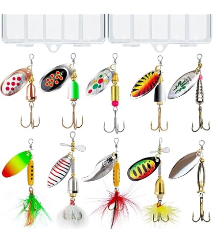 Skylety 40-Piece Fishing Lure Kit - Metal Spinner Baits With Tackle Box For Bass, Trout, Pike, Walleye