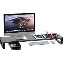 Amazon.co.jp: EAYHM モニタースタンド USB口/2口コンセント付き