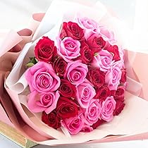 Amazon｜フラワーキッチン バラ30本の花束 【赤ピンク：バイカラー