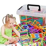 Agare 500 pc Bars異なる形状、創造建物ブロック教育Building Toy – 3dパズルをプラスチックストレージボックス
