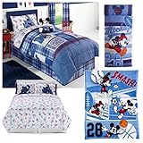 Disney's Mickey Mouse Complete 5 Piece Kids Twin Bedding Set - Reversible Comforter, Sheet Set with 