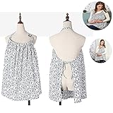 Benchmart 授乳ケープ 花柄 ボーダー エプロン型 マタニティワイヤー入り授乳カバー 授乳ポンチョ 授乳服 ナーシングカバー 折りたたみ可能 通気 出産祝い 赤ちゃんの顔が見える　120 x 