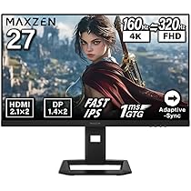 Amazon.co.jp: MAXZEN ゲーミングモニター 27インチ Hz切り替え 160Hz
