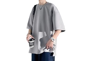 [Poperdision] メンズ 夏服 tシャツ メンズ 半袖 五分袖 ゆったり 大きいサイズ かっこいい ビッグシルエット おしゃれ なつふく クルーネック 人気 無地 快適 カットソー ストリート めんず 夏用 ウェア