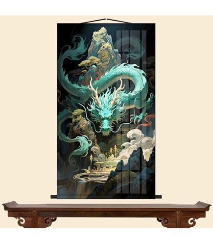 Amazon.co.jp: [AiO JAPAN] 風水 タペストリー 紅龍 ドラゴン 150×100