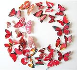 fecedy 3dバタフライウォールステッカーwithスポンジガムとマグネットアートデカールfor Kids Room Home Decor