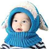 Justモデル冬帽子スカーフウールイヤーフラップフードスカーフスカルキャップfor Baby カラー: ブルー