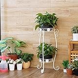 RBHJZ 白2階建てアイアンフラワーラックシェルフ屋内バルコニーリビングルーム、フロアスタイル、サイズ37.5x34x67cm A+
