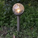 ガラストップソーラーガーデンライト 1本 ヒビ加工 暖色LED ステンレス 長さ35cm SL-12001