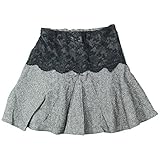 《春秋冬対応》SCHNEE(スネー) ツィード地レース付スカート 110cm/ブラック NO.F-661405