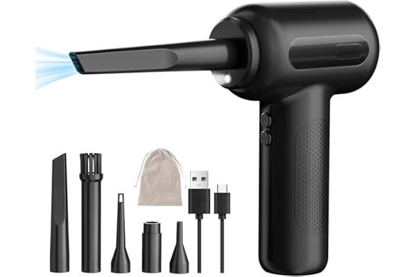 エアダスター 電動 3段階風力調整 ブロワー 洗車 強力 LEDライト 7500mAh 150000RPM 5種類ノズル pc掃除 空気入れ コードレスでUSB-C充電式 収納袋付き 日本語取扱説明書