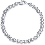 Traditional Simple Plain Hand Strung Polish Round Light Weight .925 Sterling Silver Bead 4,6,8,10MM Ball Strand Bracelet For 