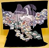 【正絹】 お宮参り着物　（初着・産着）　男児　M1-3鷹に打出の小槌・つつみ柄 黒地　新品仕立上り　★もれなく５大特典付！