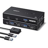 UGREEN HDMI 2.0 KVM切替器 2入力1出力 4K@60Hz｜USB 3.0×4（USB-A×3＋C×1）｜キーボード・マウス共有｜デスクコントローラー付｜Windows/macOS/Linux対応