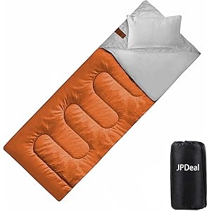JPDeal 寝袋 封筒型 シュラフ コンプレッションバッグ 枕付き 210T防水シュラフ 連結可能 保温 軽量 コンパ…