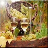 Rikki KnightホワイトWine Glasses with Grapesデザインアートセラミックタイル4 by 4インチ、
