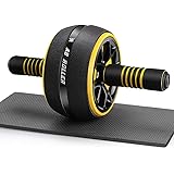 AUOPLUS 腹筋ローラー 膝マット付き アブホイール 腹筋 トレーニング器具 筋トレグッズ エクササイズローラー 体幹 ストレッチ ダイエット器具 アブローラー