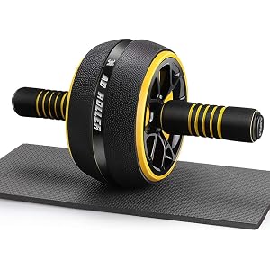 AUOPLUS 腹筋ローラー 膝マット付き アブホイール 腹筋 トレーニング器具 筋トレグッズ エクササイズローラー 体幹 ストレッチ ダイエット器具 アブローラー