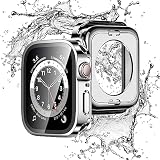 YOFITAR for Apple Watchケース 2 in 1防水設計 45mm 44mm 41mm 40mmアップルウォッチ 用 保護ケース 強化ガラスフィルム 一体型 Series 8/7/6/SE/5/4 メッキ加工 3D直角エッジデザイン PC素材 高タッチ感度 全面保護 衝撃吸収 (Series6/SE/5/4,40mm,シルバー)