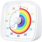 Yunbaoit 60 分ビジュアルタイマー, 白い虹 | 子供と大人向け 直感的な学習用カウントダウンタイマー 学習・仕事・調理に対応 時間管理ツール