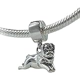 Bolenvi Pug Puggle Mastiff Dog 925 Sterling Silver Clip-On Dangle Pendant X Charm Bead for Pandora & Similar Charm Bracelets 
