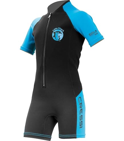 Amazon | CRESSI Little Shark Jr Shorty Wetsuit S/L Black/Blue 2mm