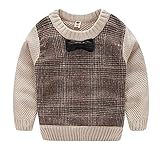 (コ-ランド) Co-land ベビー セーター ニット キッズ 男の子 子供服 長袖 蝶ネクタイ飾り 配色 ボーイズ 秋冬トップス プルオーバー フォーマル 100