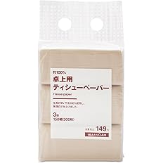 [149日元] 无印良品 100%竹制桌面卫生纸 3包 150张（300张）
