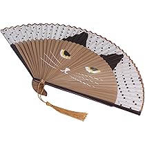 9/12までNO.2862☆ぐで猫 着物 椛 扇子 ハンドメイド チャーム 布扇子 「猫（はまぐり扇子） チャーム付」差し袋セット