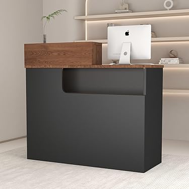 【超美品・海外製】定価20万円サロン受付カウンター 収納付き モダンデザイン 美容クリニック向けL字型受付カウンターW1500グレー色のオーダー