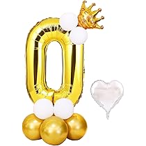Amazon | 誕生日バルーン 王冠付き 数字風船 全体の高 約110cm