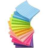 付箋 強粘着 ノート ふせん メモ 罫線入り 蛍光 75×75mm 80枚/パッド 14パッド/パック