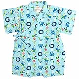 甚平 ロンパース ベビー 男の子 綿100% 日本製生地 グレコ カバーオール 鎌輪ぬ/青-9760 80cm