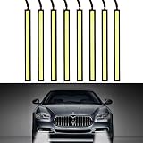 【8本入り】デイライト カー オートドライビング昼間走行ランプ フォグライト 白 全面発光 LED COB フォグランプ 汎用 デイライト バーライト パネル イルミ  長さ17cm 12V