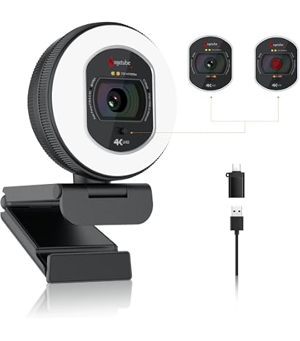 Amazon.co.jp: Nuroum V32AFL 4K Web Camera with LED Ring Light, Web