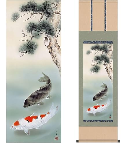 Amazon.co.jp: 掛軸 鯉の滝昇り 中浦硯堂(掛け軸 尺五立) : おもちゃ