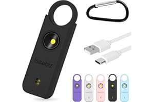 【2024最新：夜歩き護身+窓侵入防止両用】防犯ブザー 護身用グッズ 防犯アラーム 防犯グッズ 防犯ベル 135dB大音量 子供 振動センサー 窓用 ライト付き type-c充電式 大人 150mAh 電気量不足警告 ランドセル (ブラック, 1個入