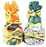 GOTS認証 オーガニックスタイに名入れができる おむつケーキ 出産祝い ギフト (S, オレンジ)