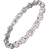Feraco Magnetic Bracelet for Women Titanium Steel Magnetic Bracelets with Gorgeous Sparkling Cubic Zirconia Costume Jewelry